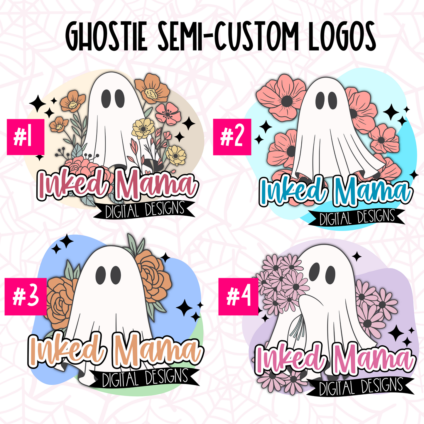 Ghostie Semi-Custom Logo Small Business Full Color Printed Vinyl Stickers