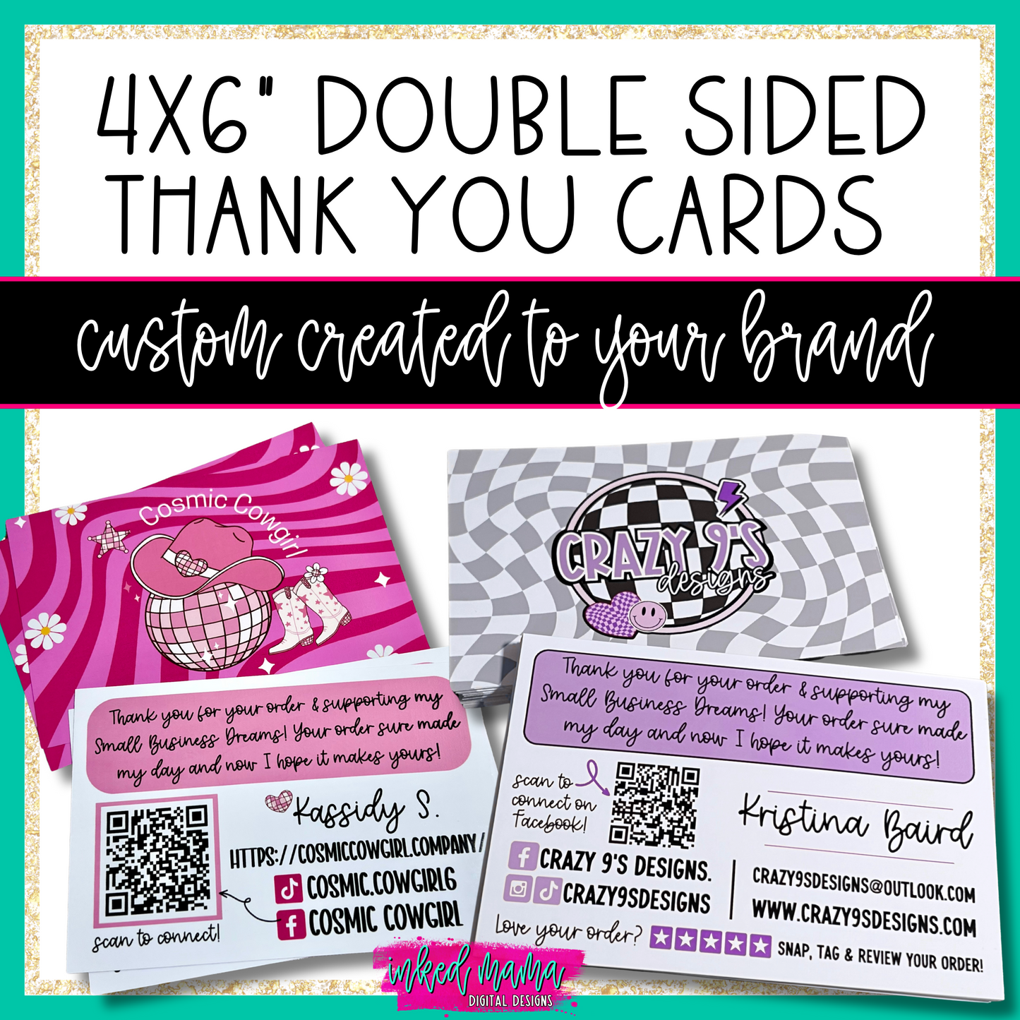 4x6" Semi-Custom Logo Thank You Cards | Small Business Packaging Fillers