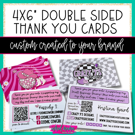 4x6" Semi-Custom Logo Thank You Cards | Small Business Packaging Fillers