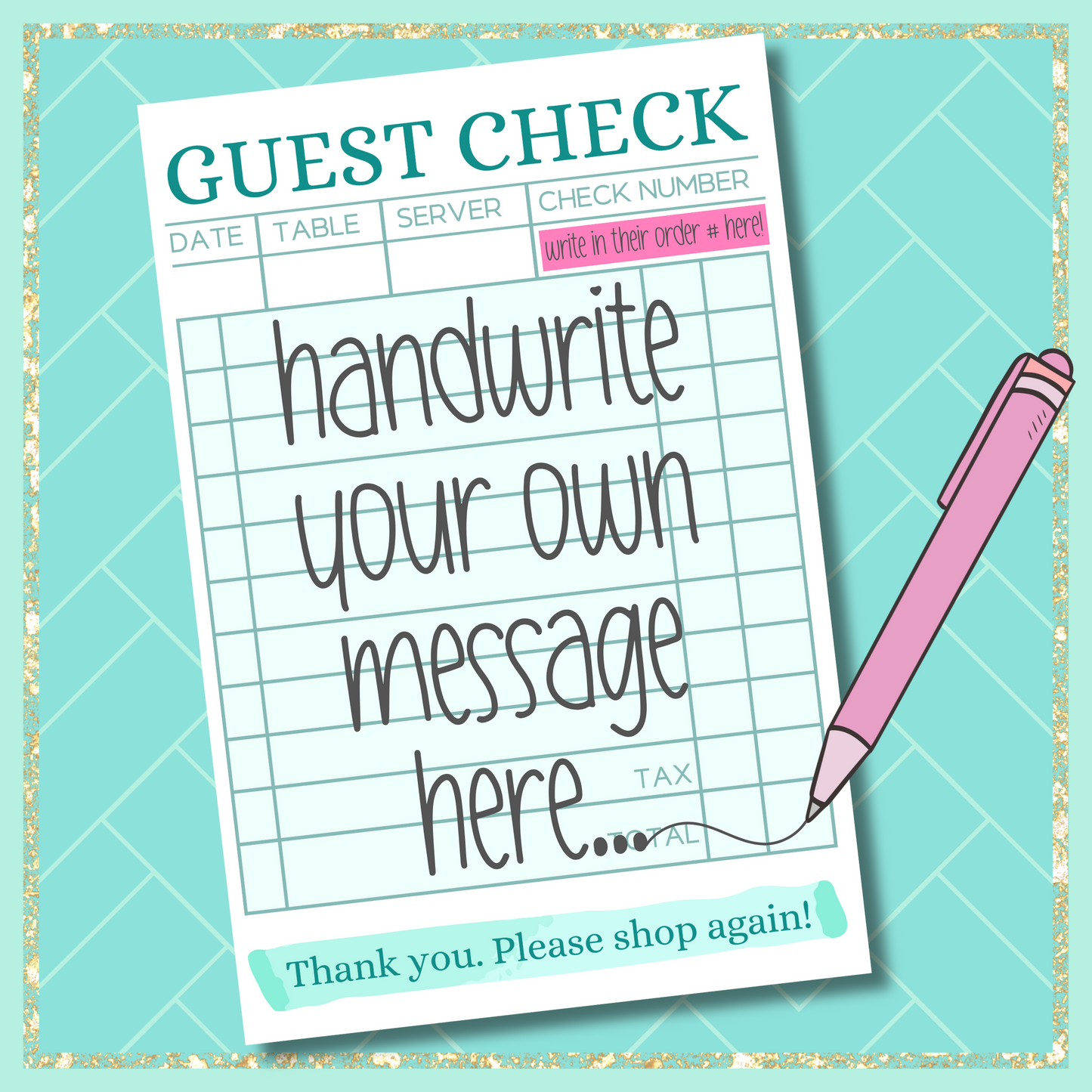 3.5x2” Guest Check Mini Thank You Cards | ONE SIDED | Small Business Packaging Fillers