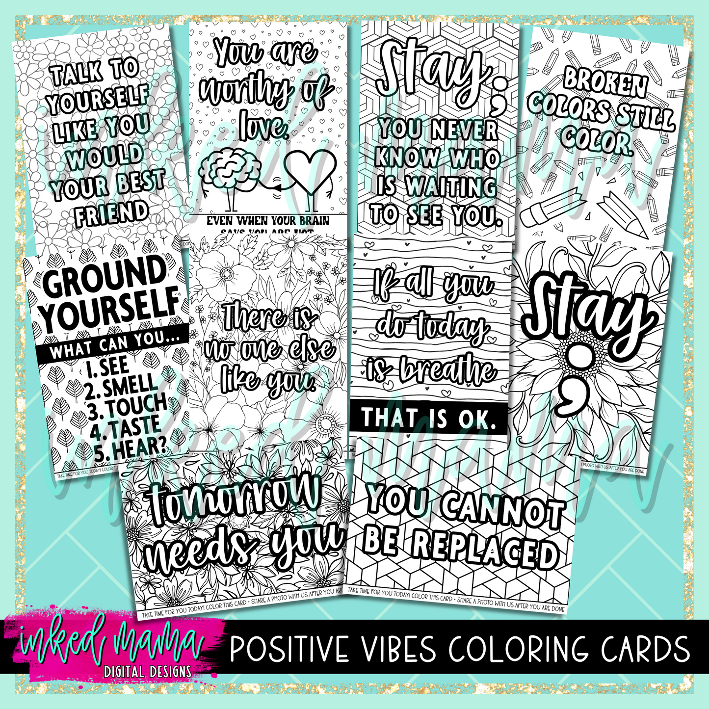 YOU MATTER; Coloring Cards | Small Business Packaging Fillers