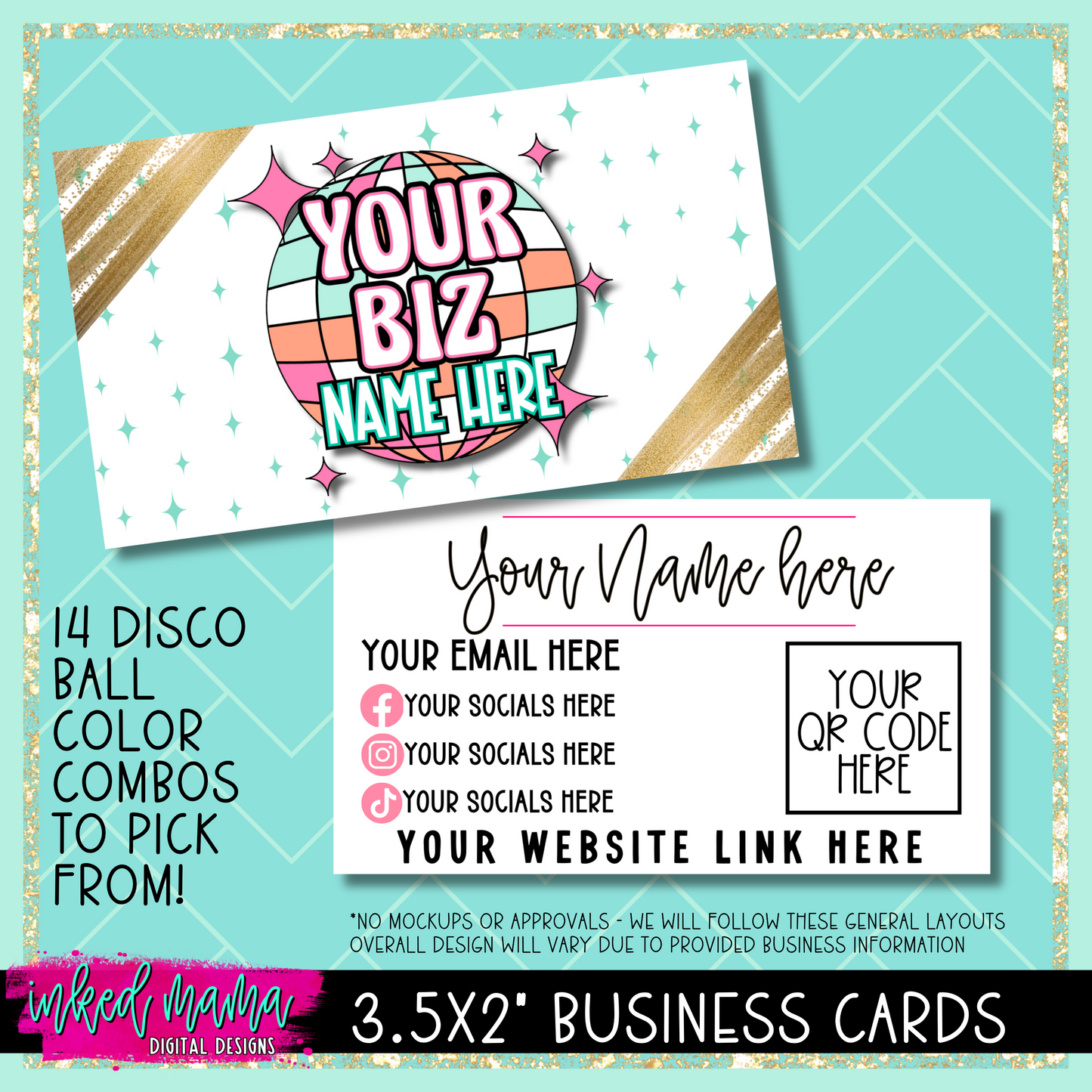 3.5x2" Disco Ball Business Cards | DOUBLE SIDED | Small Business Branding Products