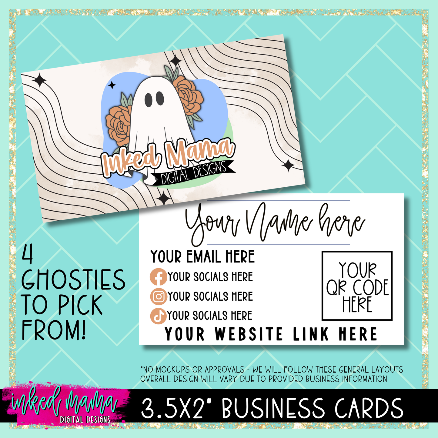 3.5x2" Ghostie Business Cards | DOUBLE SIDED | Small Business Branding Products