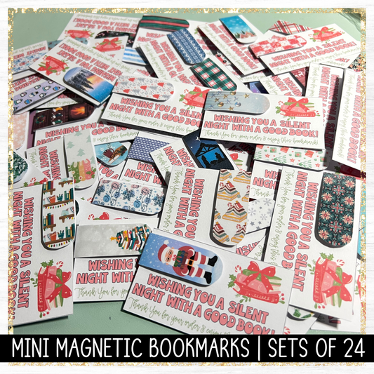 Wishing you a Silent Night with a Good Book Backer Card + Mini Magnetic Bookmarks | Small Business Packaging Fillers