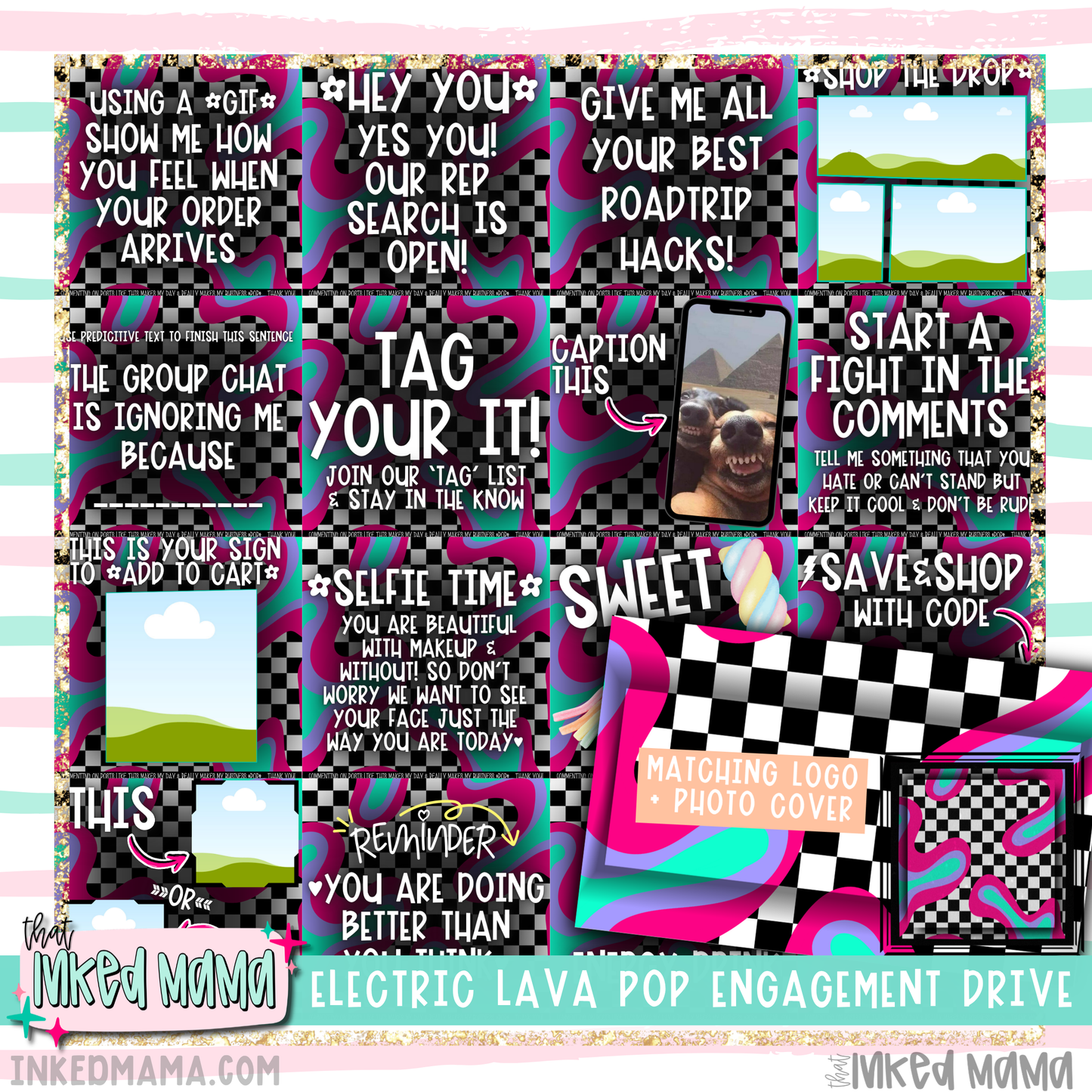 Electric Lava Pop Engagement Graphic Drive | 75+ Graphics