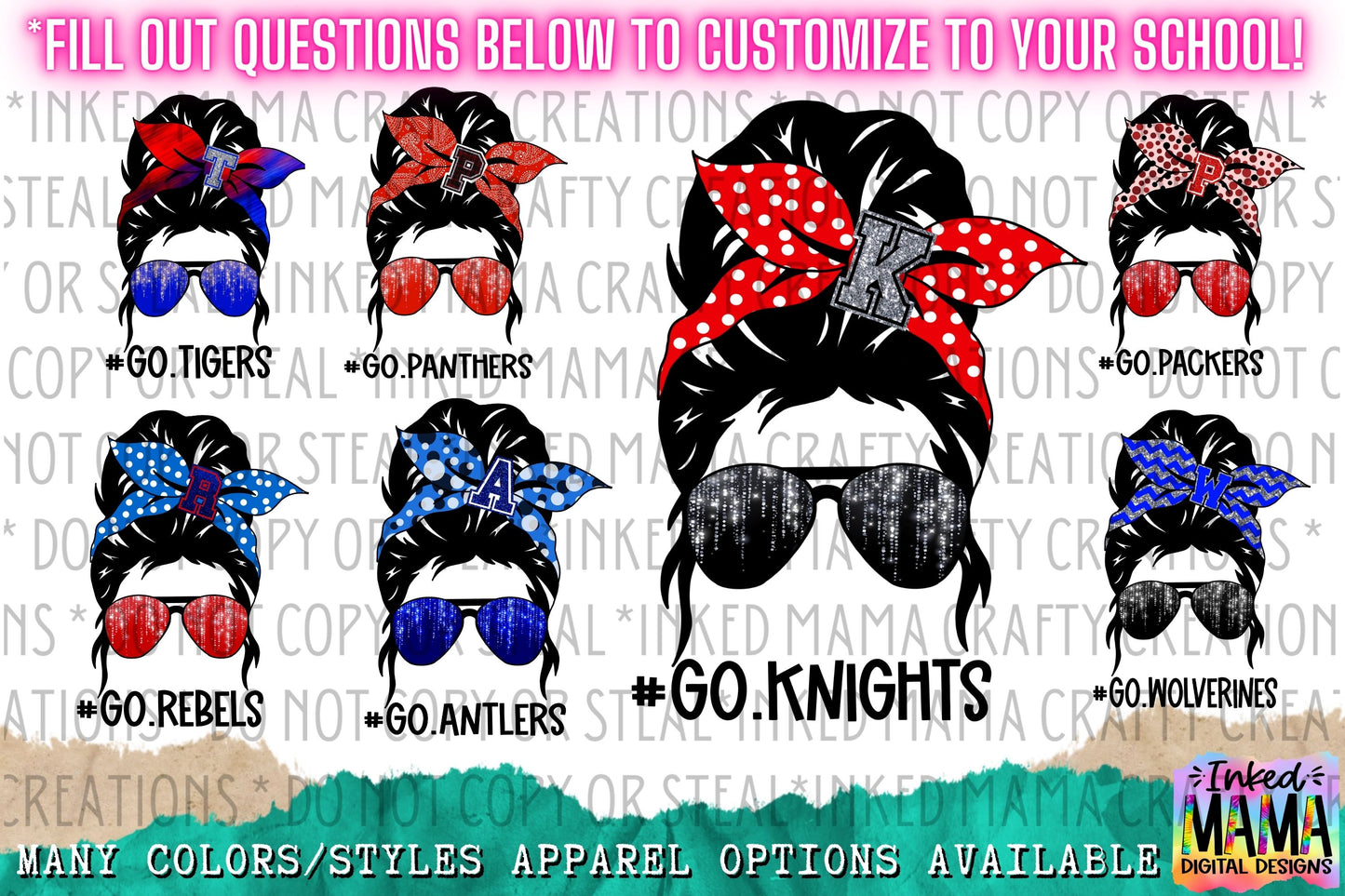 Team Spirit Woman with Bandana & Sunglasses #GOTEAM - Custom School Spirit Designs - Apparel
