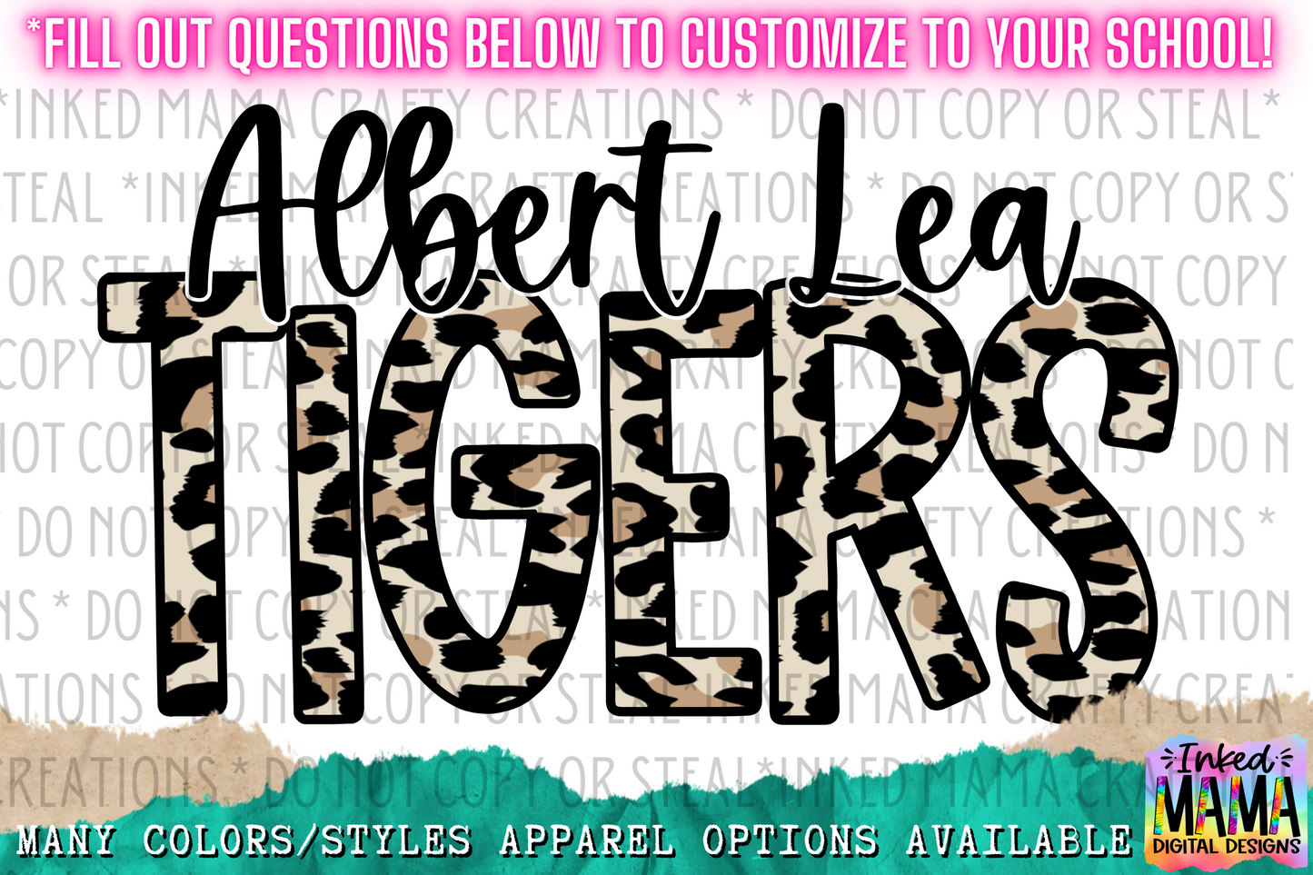 School Name Leopard Print - School Spirit Apparel