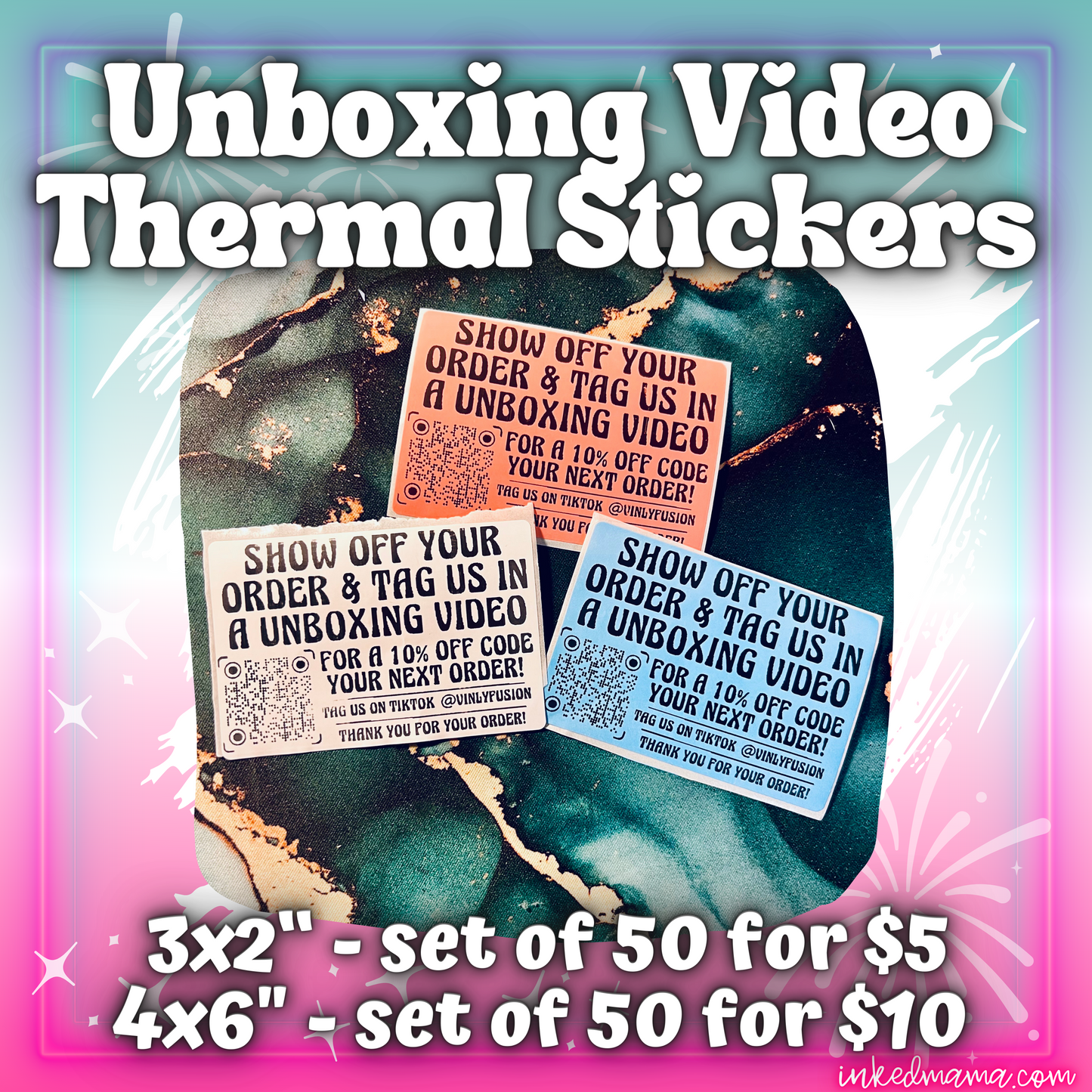 Unboxing Video - QR Small Business Thermal Packaging Stickers - Pastel or Rainbow - Increments of 50