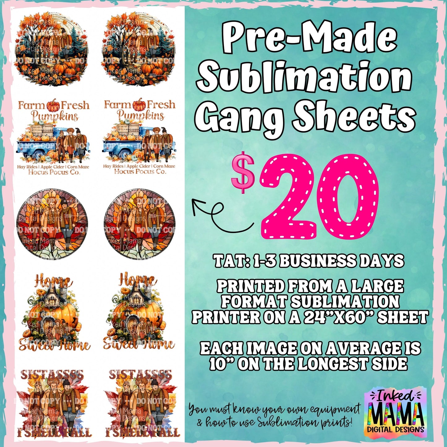 Halloween SISTAS Pre-Made Sublimation Gang Sheet