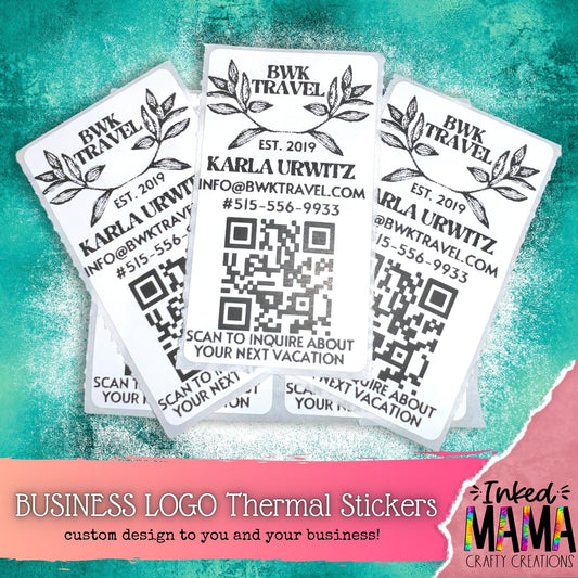 Custom Logo &/or QR Small Business Thermal Packaging Stickers - Increments of 100