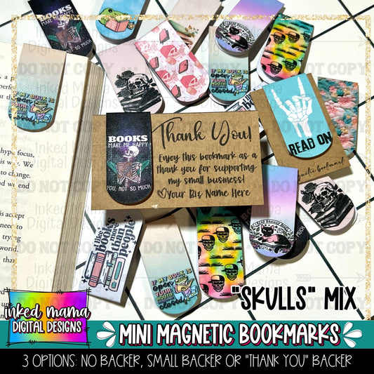Skull MIx | Mini Magnetic Bookmarks | Small Business Packaging Fillers