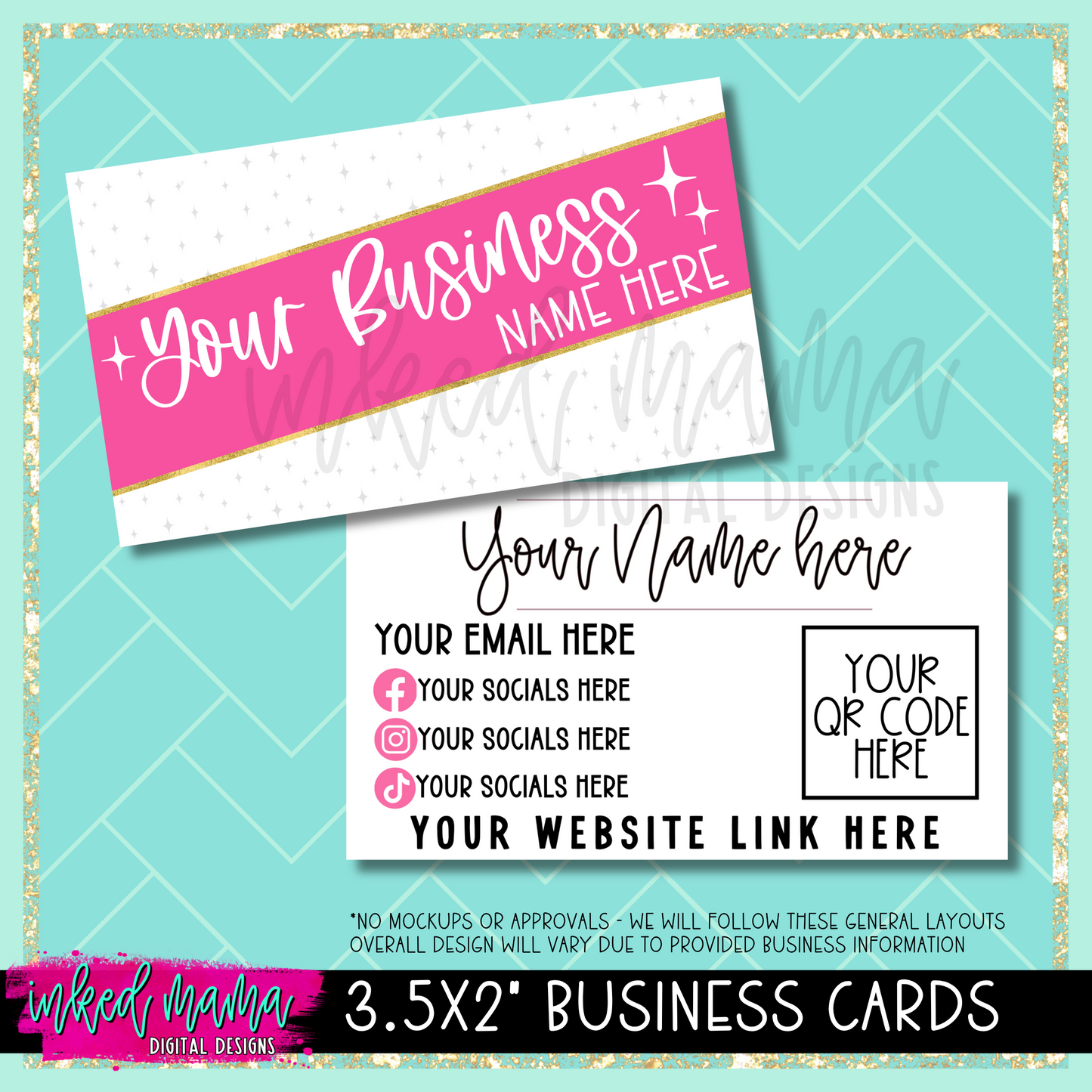 3.5x2" Cutesy Stars Print Business Cards | DOUBLE SIDED | Small Business Branding Products