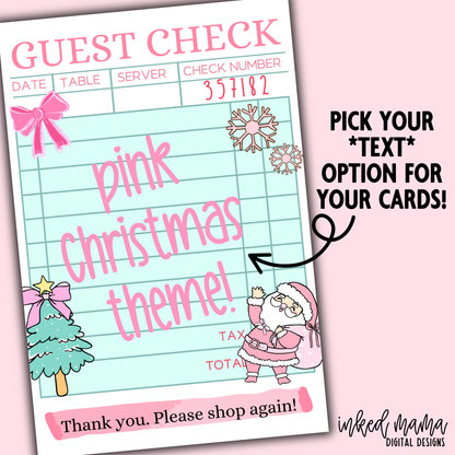 Holiday Guest Check Thank You Cards + Stickers