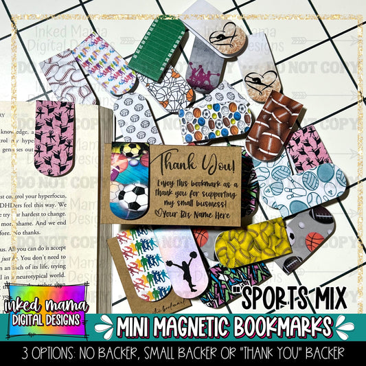 Sports MIx | Mini Magnetic Bookmarks | Small Business Packaging Fillers