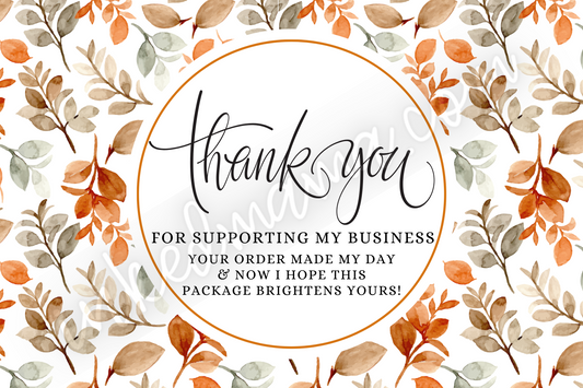 Fall Leaves Thank You Cards - Business Card Size - 48 in a set - Small Business Packaging Fillers