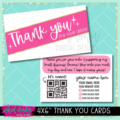 4x6" Cutesy Stars Thank You Cards | Small Business Packaging Fillers