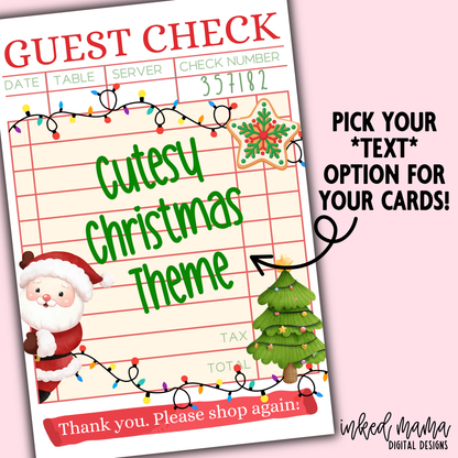 Holiday Guest Check Thank You Cards + Stickers