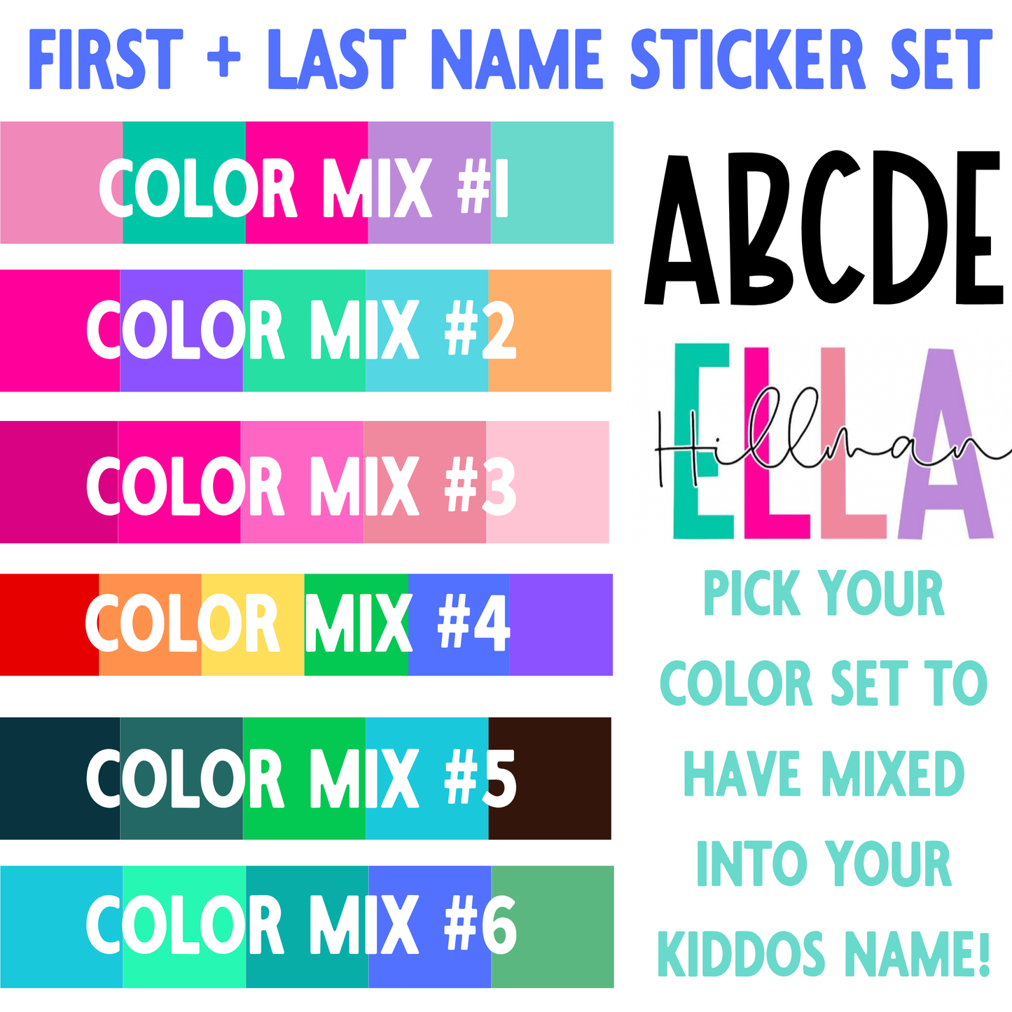 Name Stickers | First + Last Name Set | Back to School Supplies
