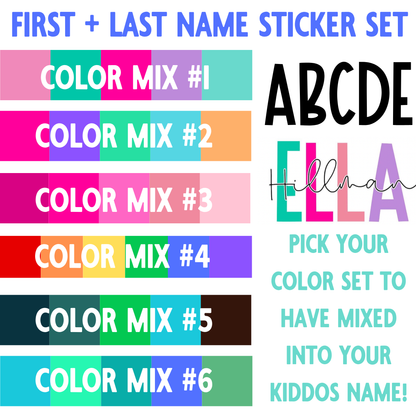 Name Stickers | First + Last Name Set | Back to School Supplies
