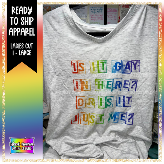 IS IT GAY IN HERE OR IS IT JUST ME | Ladies cut LARGE | PRIDE T-SHIRT | Ready to Ship Apparel