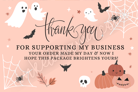 Pink Spooky Thank you Cards - Business Card Size - 48 in a set - Small Business Packaging Fillers