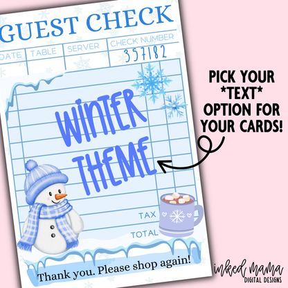 Holiday Guest Check Thank You Cards + Stickers