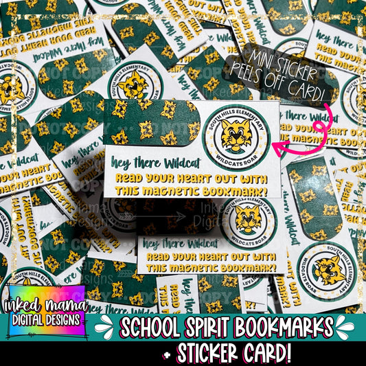 School Spirit Mini Magnetic Bookmarks + Sticker Card | Small Business Packaging Fillers