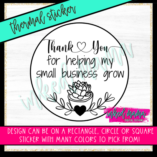 Thank You - Succulent | Small Business Thermal Packaging Stickers