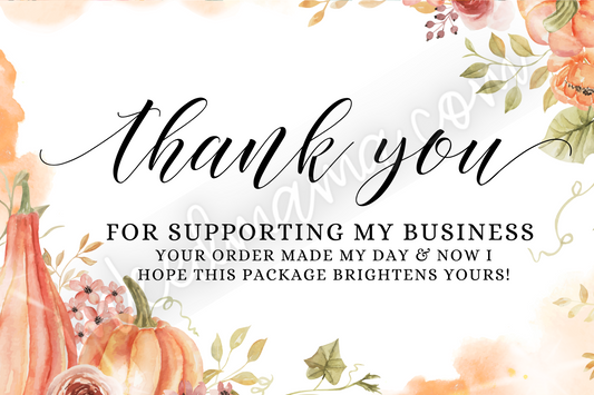 Watercolor Pumpkins Thank you Cards - Business Card Size - 48 in a set - Small Business Packaging Fillers
