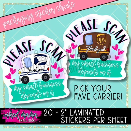 Please Scan My Small Business Depends on it | Small Business Packaging Vinyl Stickers