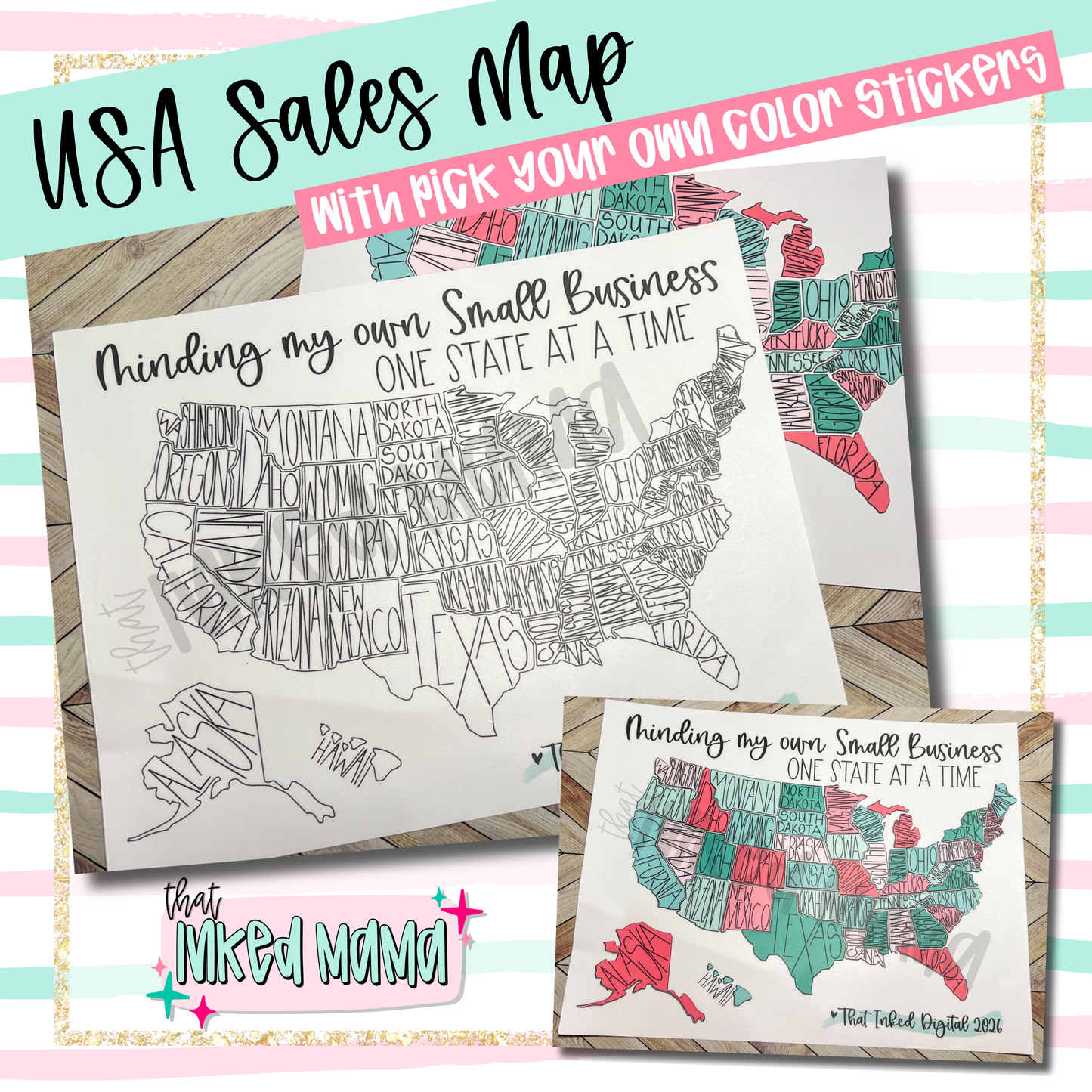 Minding my own Small Business | USA Sales Tracker Map with State Stickers