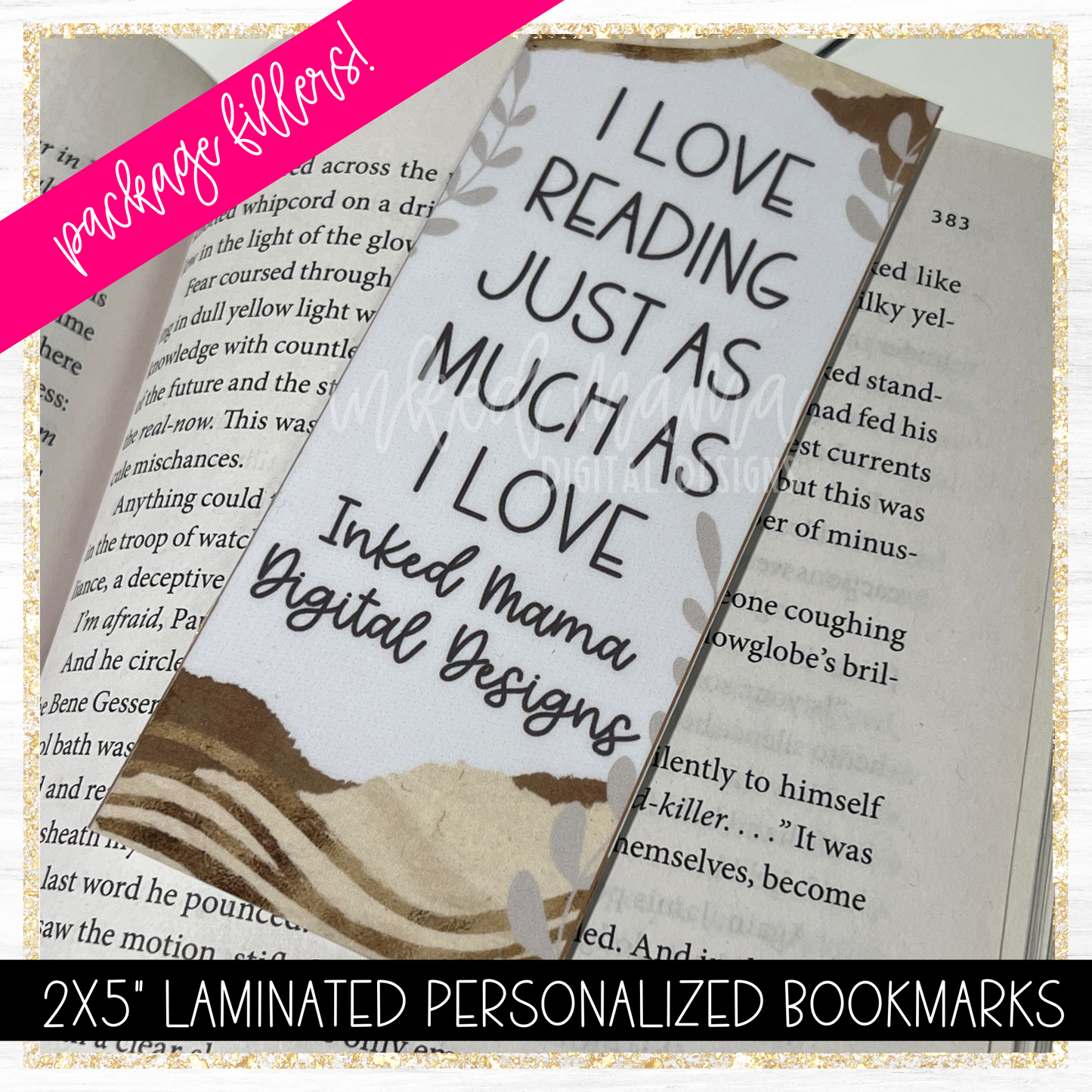 I LOVE READING JUST AS MUCH AS I LOVE *YOUR BIZ NAME* | Laminated Heavy Cardstock