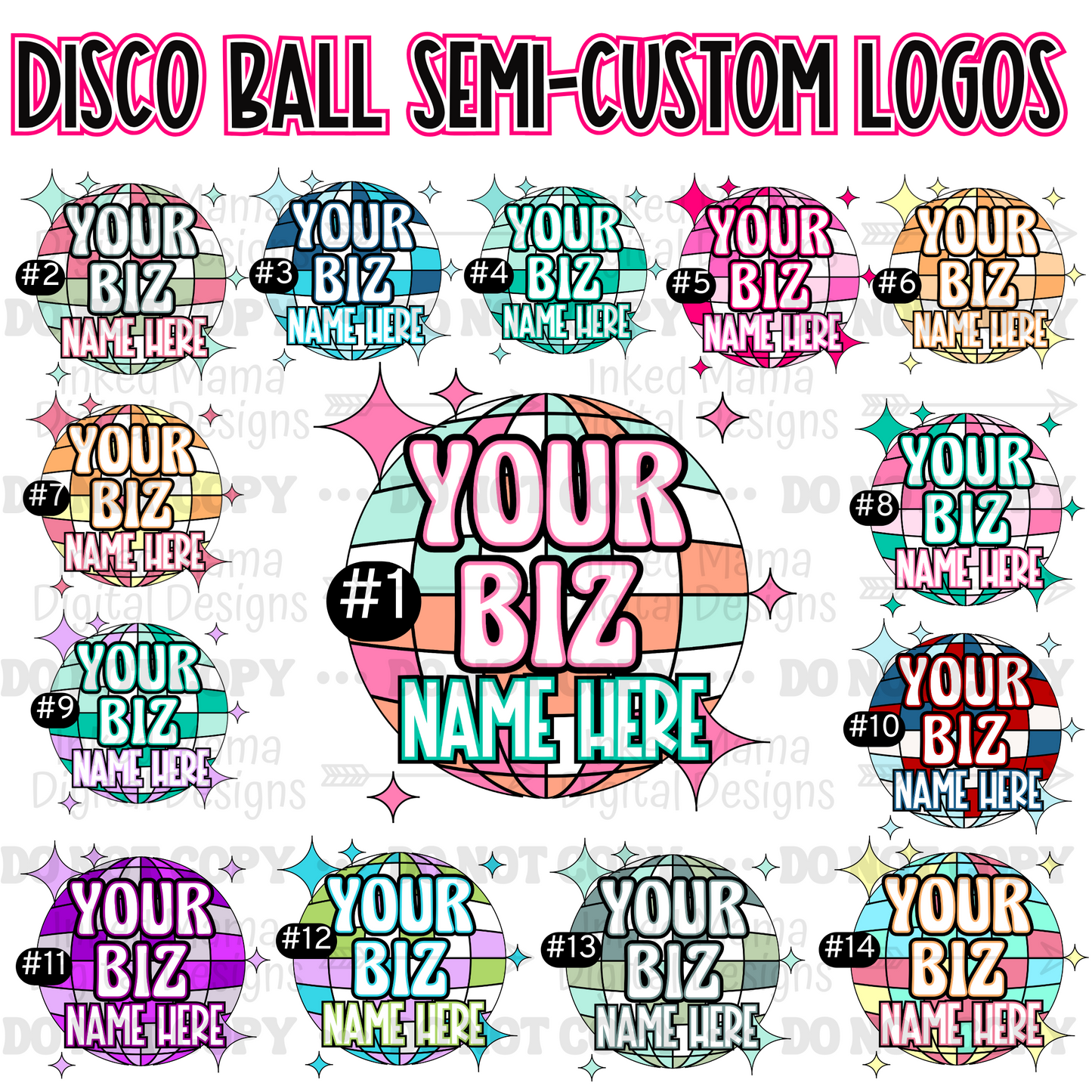 Disco Ball Logo Small Business Full Color Printed Vinyl Stickers