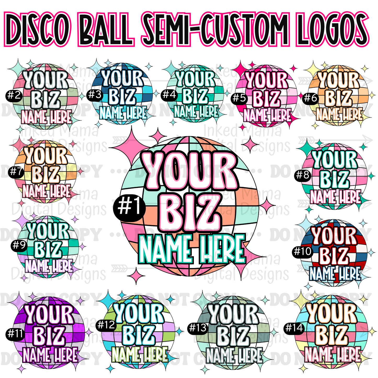 Disco Ball Logos | Semi-Custom Small Business Digital Branding