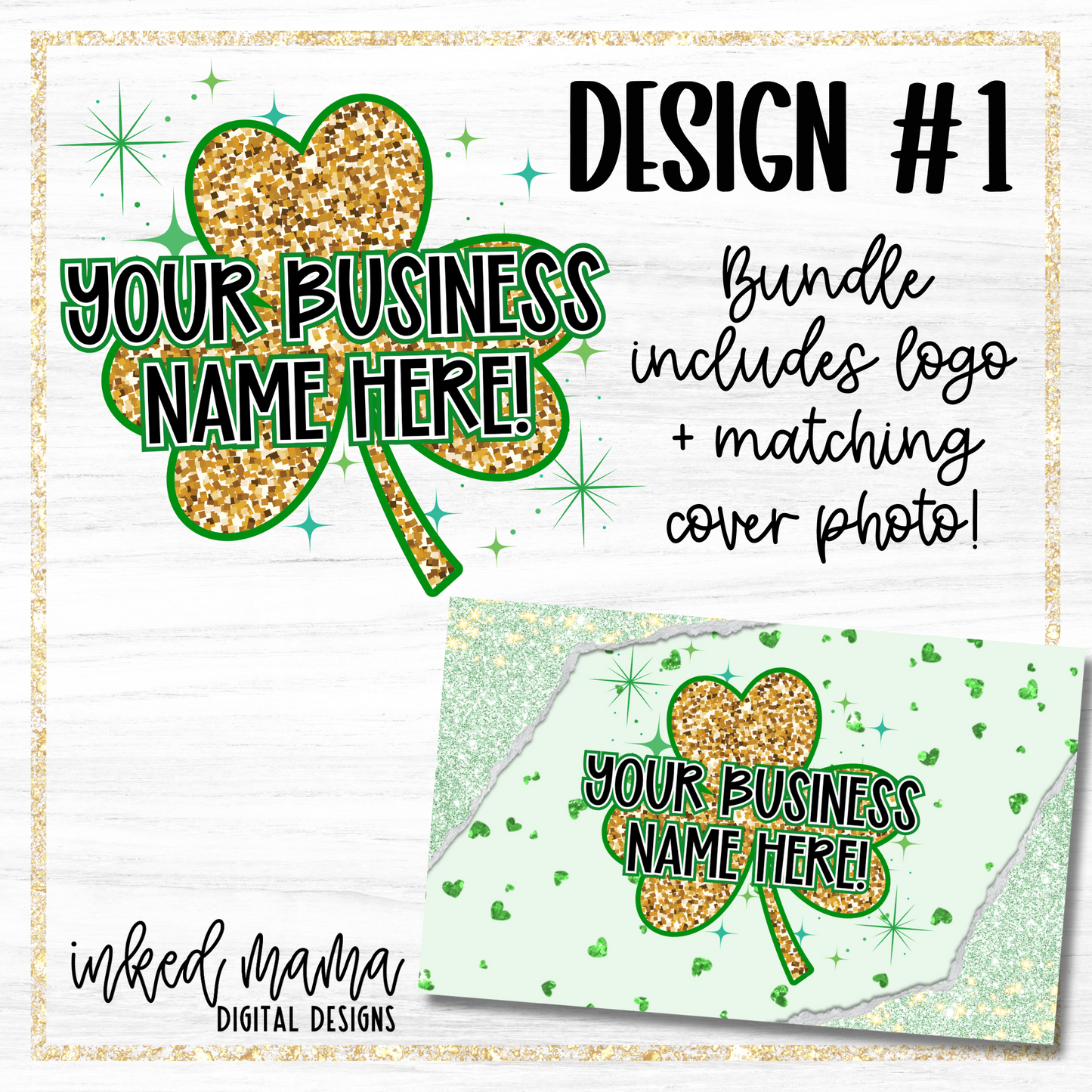 St. Patrick's Day Semi-Custom Logo + Matching Cover Photo | Small Business Digital Branding