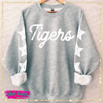 Distressed School Mascot Grey Crewneck Sweatshirt | Completed Apparel with DTF Print