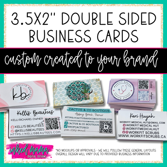 3.5x2" Semi-Custom Business Cards | DOUBLE SIDED | Small Business Branding Products