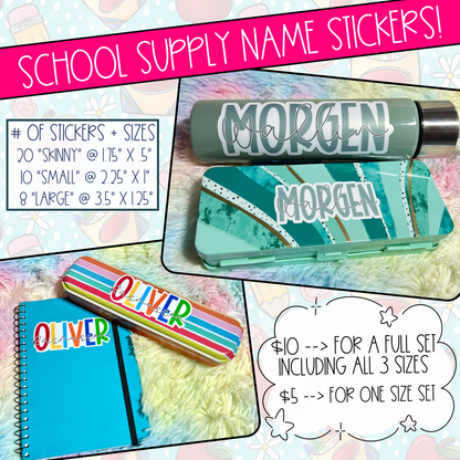 Name Stickers | First + Last Name Set | Back to School Supplies