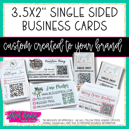3.5x2" Semi-Custom Business Cards | SINGLE SIDED | Small Business Branding Products