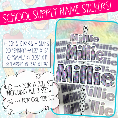 Name Stickers | Pattern Designs | Back to School Supplies