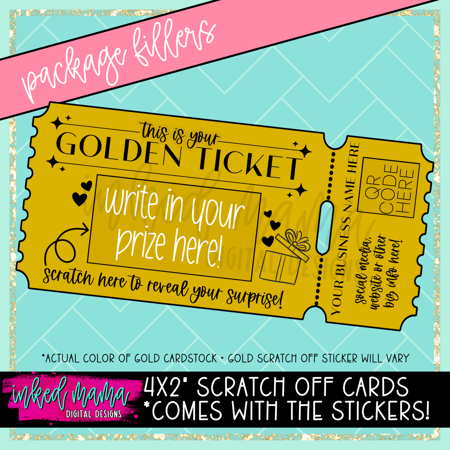 Golden Ticket | Scratch Off Thank You Cards | Small Business Print Branding Products