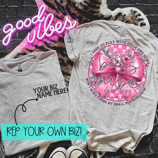 Boss Babe - Pink Bow | REP YOUR BIZ | Completed Sublimated Apparel