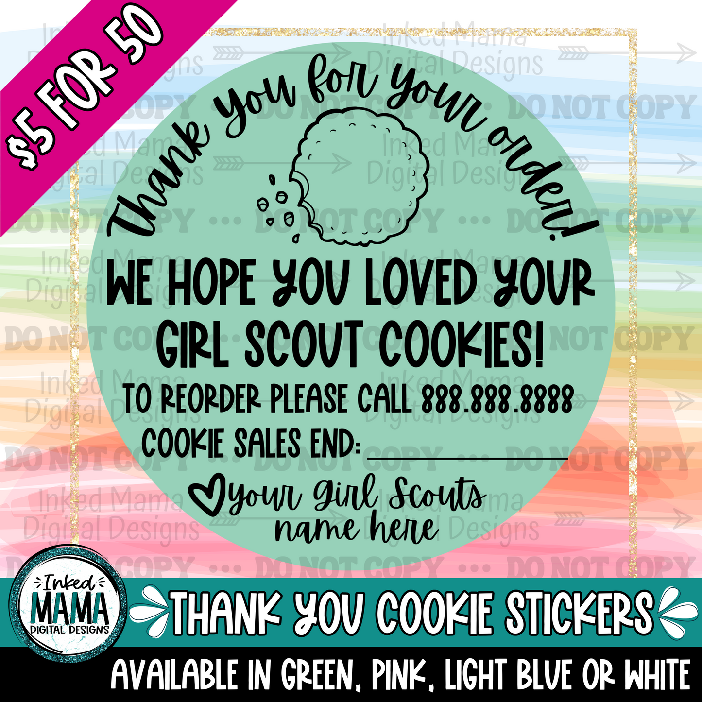 Thank You Cookie Stickers | 2" Thermal Stickers