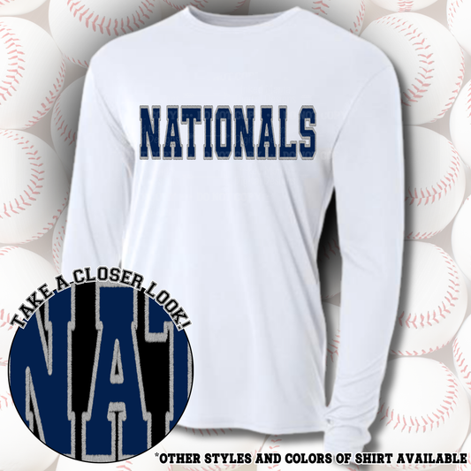 Nationals | Grey Stitched Varsity Logo |  Baseball Shirts | DTF Apparel