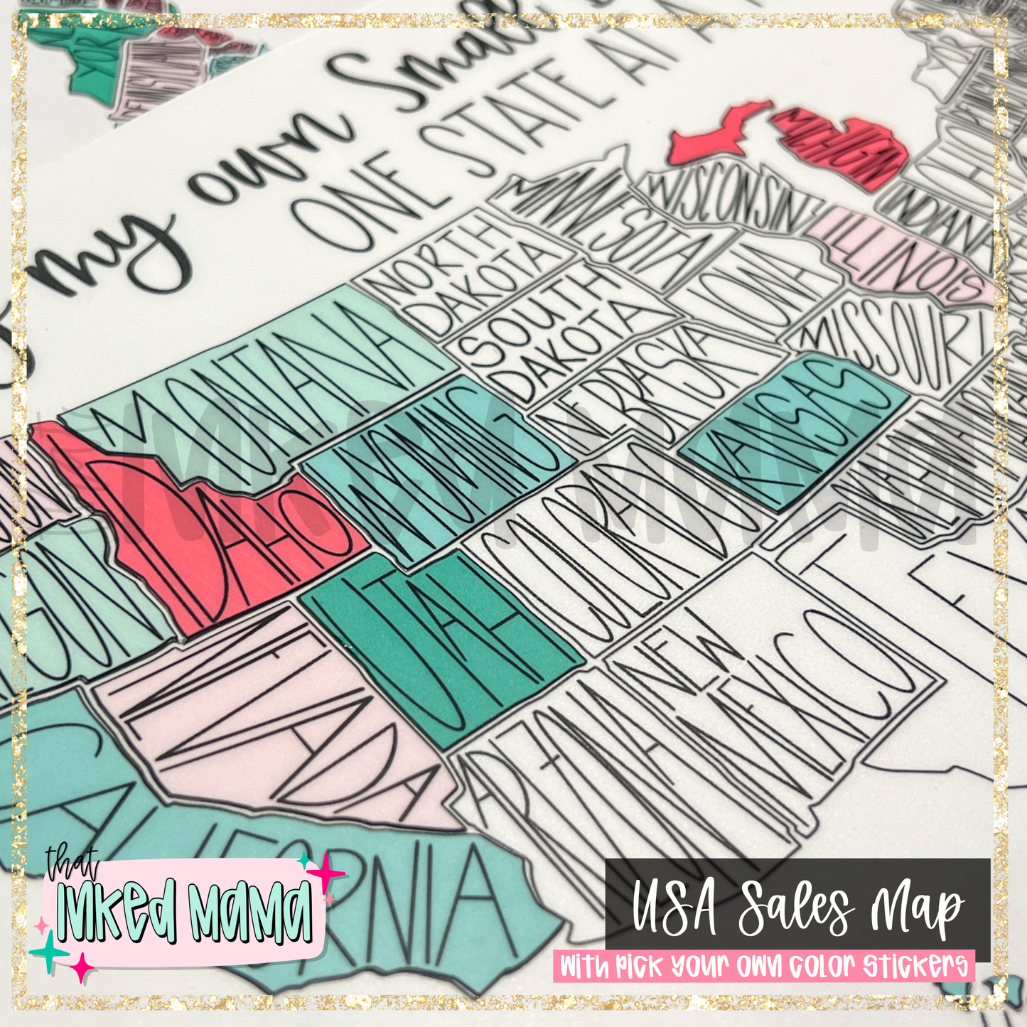 Minding my own Small Business | USA Sales Tracker Map with State Stickers