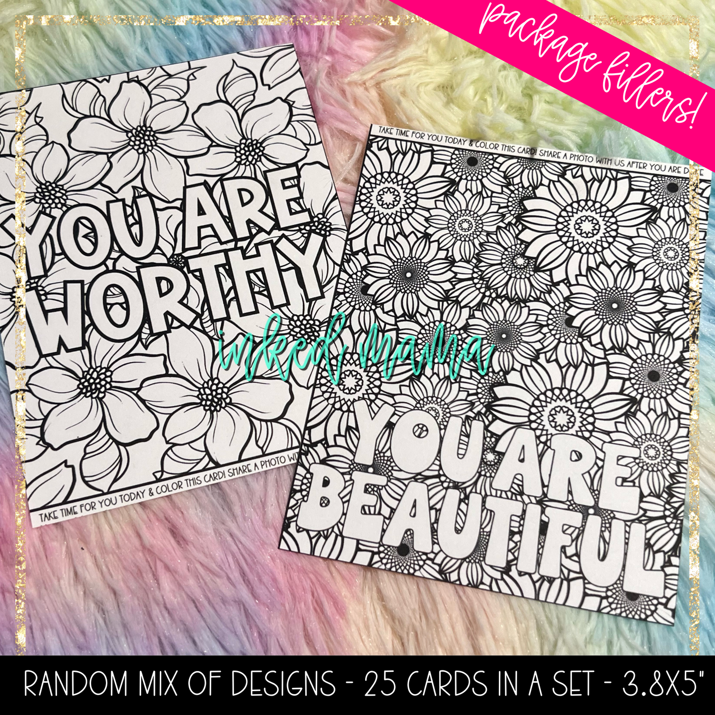 Self Care Coloring Cards | Small Business Packaging Fillers