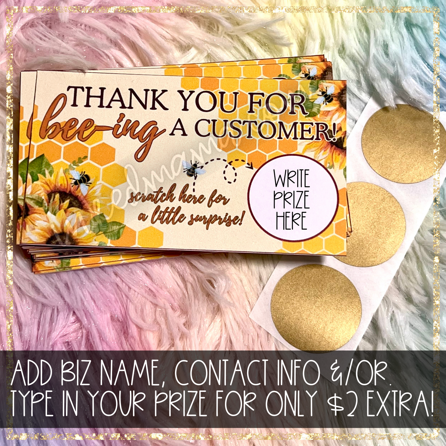 "Bee" Scratch Off Thank You Cards | Small Business Print Branding Products