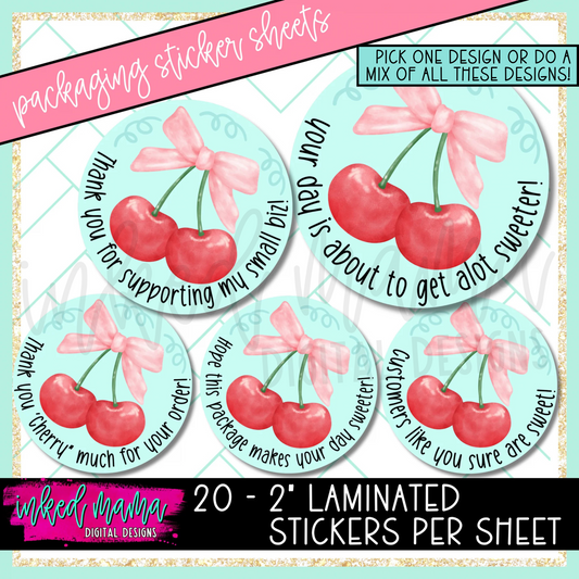 Thank You Cherry Much |  Small Business Packaging Vinyl Stickers