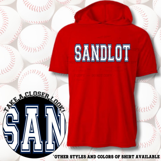 Sandlot | White Varsity Logo |  Baseball Shirts | DTF Apparel
