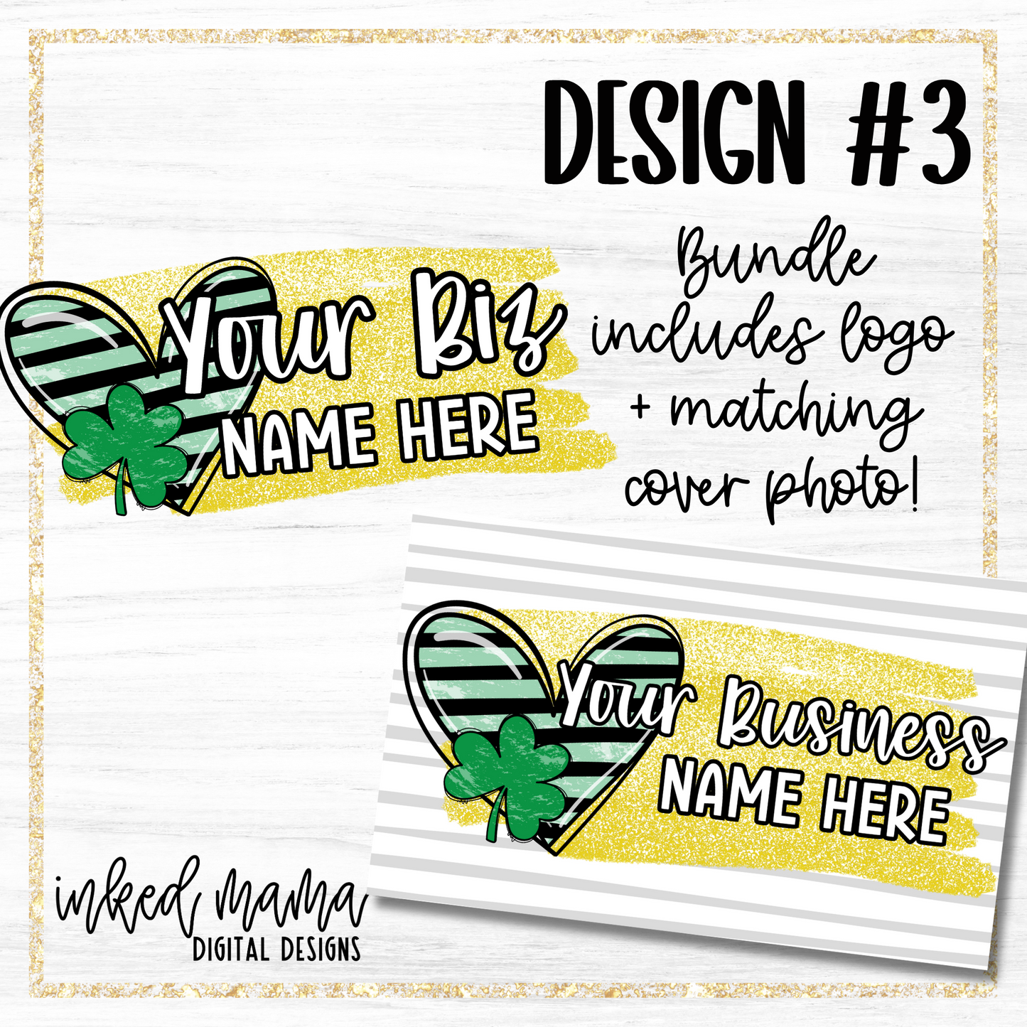 St. Patrick's Day Semi-Custom Logo + Matching Cover Photo | Small Business Digital Branding